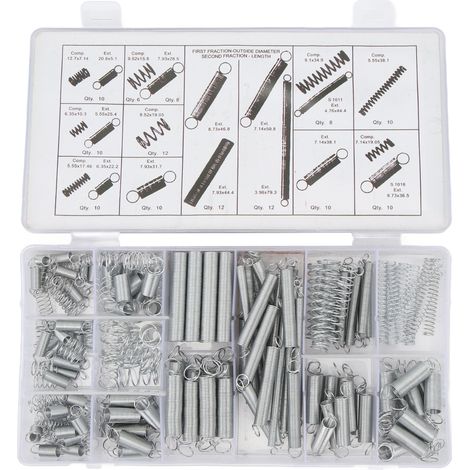 Set Mit Druck- Und Zugfedern, 200 Stück, 20 Ausführungen, Verzinkter Stahl Für Autoreparaturen Und Heimwerkerprojekte