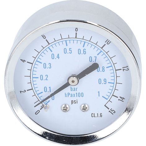 Axiales Manometer Mit Zwei Skalen, 0 Bis 1 Bar/kpa X 100, 15 Psi, 1/4 Zoll Npt, 2,5 Zoll Manometer Für Luft, Wasser Und Kraftstoff.