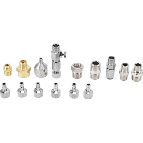 Airbrush-adapterset, 15-teilig, Edelstahl, Schnellkupplungen, Anschlussset