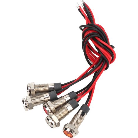 3–6 V Gleichstrom, 5-teiliges Set, 5-farbige Led-warnleuchte, 6 Mm Wasserdichte Metall-warnleuchte Mit Kabel, 1 Stück