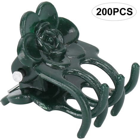 200 Stück Wunderschöne Rosenförmige Pflanzenclips, Gartenblumen-stielstützclips, Befestigungswerkzeug, Zubehör, Grün