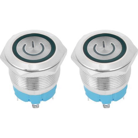 4-poliger Drucktaster, 2 Stück, 3–6 V Dc, 22 Mm Runder Flachkopf, Mit Betriebsanzeige, Grün