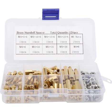 120-teiliges Set M4-abstandsschrauben (außen-, Außen- Und Innengewinde) Aus Messing, Edelstahl 304, Inklusive Aufbewahrungsbox