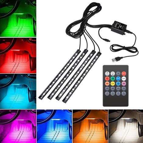 Eecoo 4-teiliges Led-lichtleisten-set Für Autos, Led-innenraumbeleuchtungsset Für Musik Unter Dem Armaturenbrett Mit