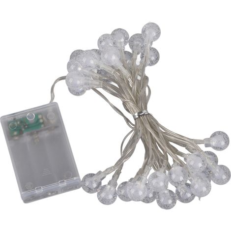 Kugelförmige Led-lichterkette, Ip66 Wasserdicht, Batteriebetrieben, 15 Cm Abstand, Farbige Led-streifenleuchte, Pvc-abdeckung Für Die Terrasse (3 Meter, 30 Lichter, 3 Batterien)