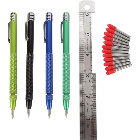 Magnetische Markierstifte Mit Lineal, Markierwerkzeug Aus Wolframkarbid Für Keramikfliesen, Glas, Marmor, Stein Und Metall, 4 Stück
