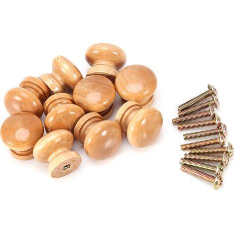 Set Mit 10 Schranktürknöpfen Aus Naturholz Für Küchenmöbel (m 28 Mm)
