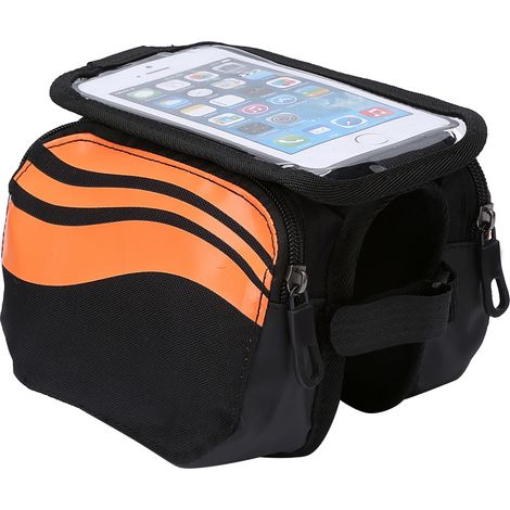 Fahrradrahmentasche, Doppeltasche, Oberrohrtasche Für Handy, Orange