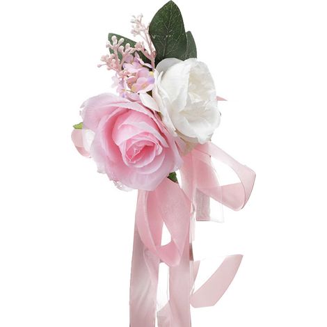 Künstliche Rosenblume Für Stuhllehnen, Florale Rosenblumen Für Hochzeitsstühle Mit Blättern Und Bändern (v)