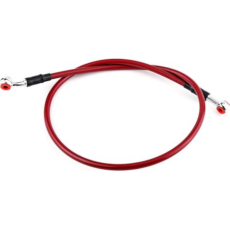 Universeller Motorradbremsölschlauch, Kraftstoffleitungsanschluss Aus Geflochtenem Edelstahl (90 Cm, Rot)