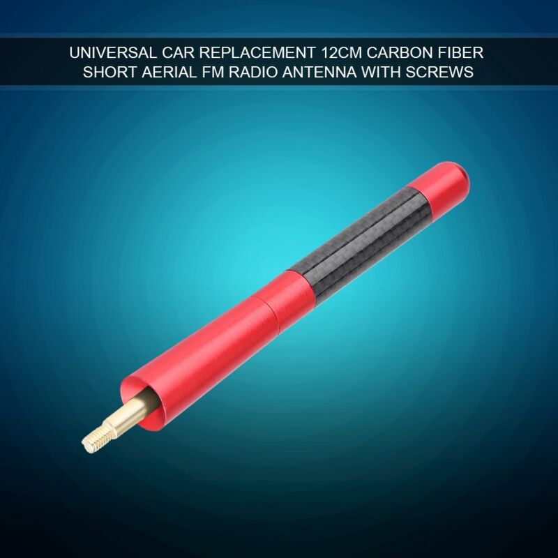 Universelle 12 Cm Kurze Carbonfaser-antenne Für Fm-radio Im Auto Mit Roter Carbonschraube