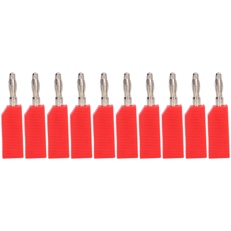10 Stück 4-mm-bananenstecker Aus Messing (pe), Kein Löten Erforderlich, Elektrisches Prüfzubehör J.10030 Rot