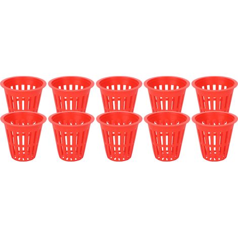 10-teiliges Set Aus Kunststoff-pflanzkörben/pflanzgefäßen Aus Netzgewebe Für Balkon/garten, Rot