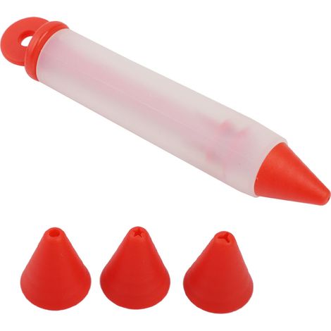Silikon-lebensmittelschreibstift Mit 4 Düsen, Schokoladendekorationswerkzeug, Kuchenform (rot)