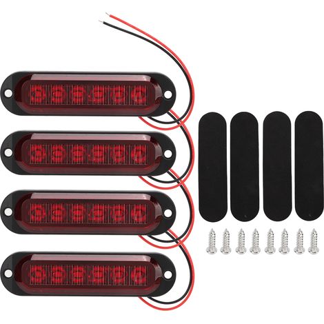 Stück Hochleistungs-lkw-seitenmarkierungsleuchten (90 Lm), Ip65 Wasserdicht, 6 Leds, Warnblinker, 1224vr, Rot