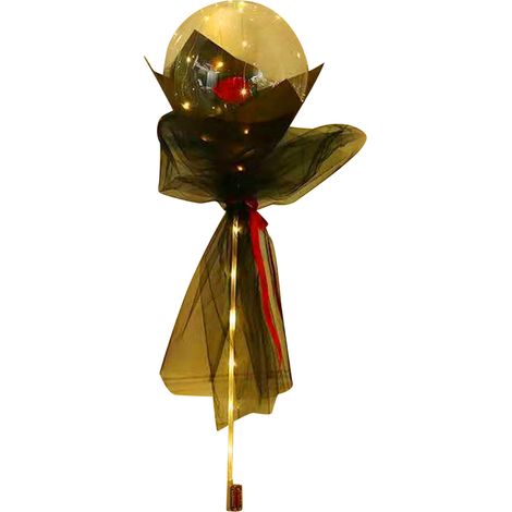 Rosenstrauß In Einem Transparenten Ballon, Langlebiger, Leuchtender Rosenstrauß Aus Ballon Mit Karton Für Feste (rot)