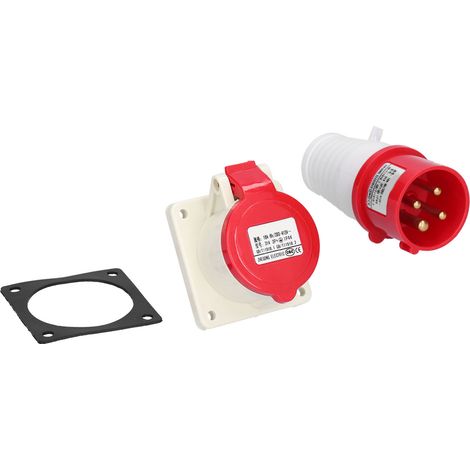 4-poliger, Dreiphasiger, Wasserdichter, Verdeckt Montierbarer Netzstecker, 380 V/415 V, 16 A, 3p+e-anschlussset
