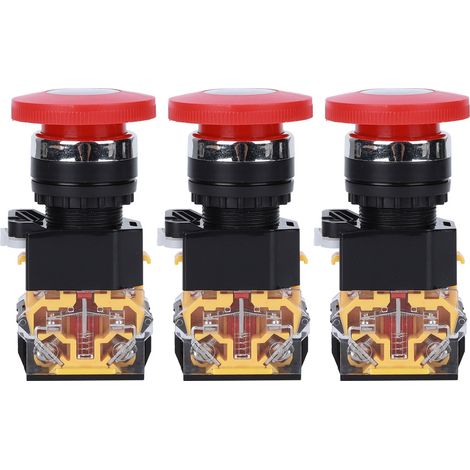 Not-aus-taster, 3 Stück, Industriezubehör, Technischer Kunststoff, 440 V, 10 A, 22 Mm