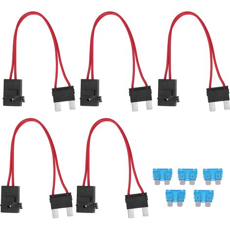 Kfz-sicherungshalter-stecker, 5 Stück, Mini-hochleistungs-kabelverlängerung Für Fahrzeuge Atm 20a 16awg Mit 5 Acl-sicherungen, L 29,2 Mm