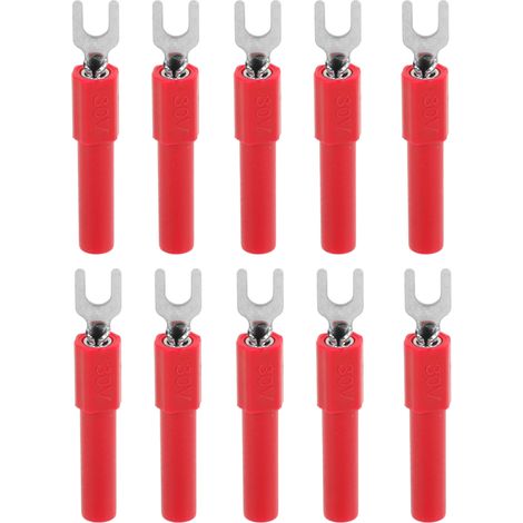 4-mm-gabelverbinder, 10 Stück, Typ-u-crimpklemmen Für Multimeterprüfungen, Rot