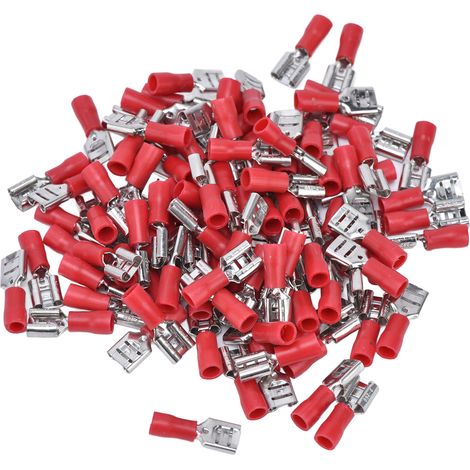 Fdd2250 Flachsteckverbinder, 100 Stück, Weibliche Leitung Mit Isolierender Hülle Für 1,5–2,5 Mm Kabel (rot)