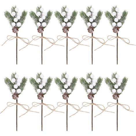 10 Künstliche Rote Tannenzapfen, Künstliche Stechpalmenzweige, Mit Tannenzapfen Und Zweigen Ohne Nadeln, Perfekt Für Weihnachtsbaumschmuck, Bastelarbeiten Und Kränze