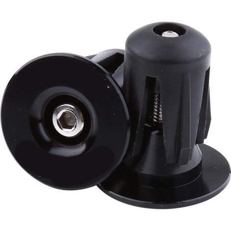 Farbige Aluminium-fahrradlenkergriffe, 2 Stück, Endkappen (schwarz)
