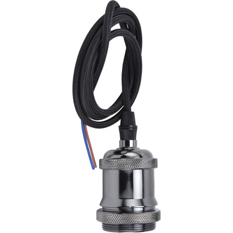Eu 100–240 V – Lampenfassung – 1 M – Geflochtenes Aluminium – Mit Kabel – Für Schlafzimmer – Perlschwarz