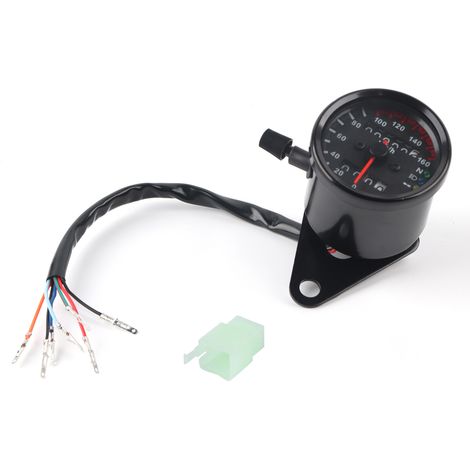Universeller Motorrad-kilometerzähler, Tachometer Mit Doppelanzeige, Km/h-anzeige, Schwarz
