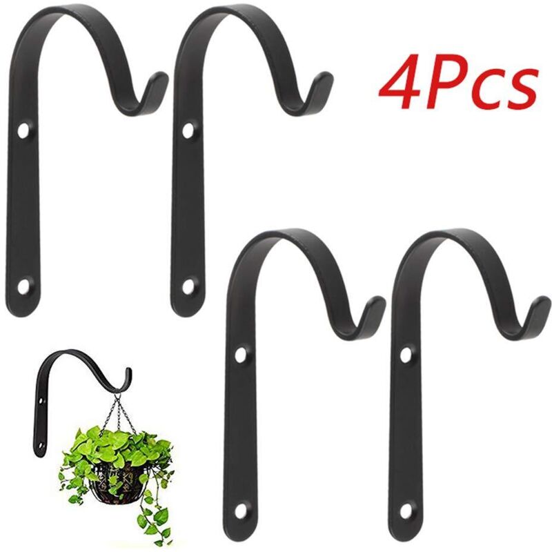 Set Mit 4 Wandhaken Und Aufhängern Für Gartenpflanzen (schwarz)