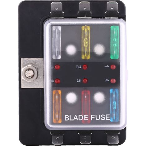 6-fach Sicherungsblock Mit Led-warnleuchte Für Pkw, Transporter, Boote Und Schiffe