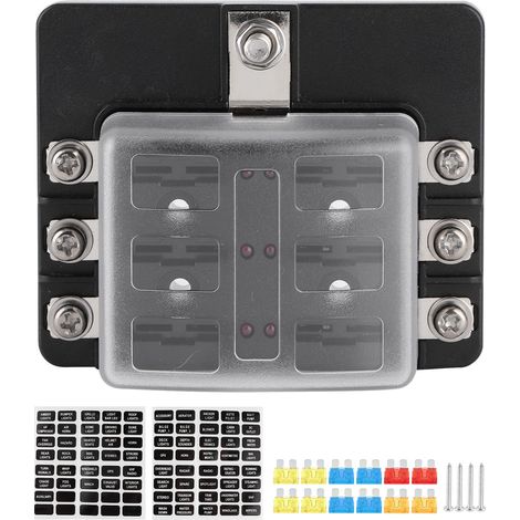 Pbt-sicherungskasten, 6-fach-blockplatine Mit Led-anzeige Für Auto, Boot, Yacht