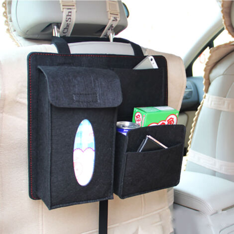 Hängende Tasche Für Die Rückbank Im Auto, Multifunktionaler Aufbewahrungsorganizer, Klettverschluss, Großes Fassungsvermögen, Schwarz