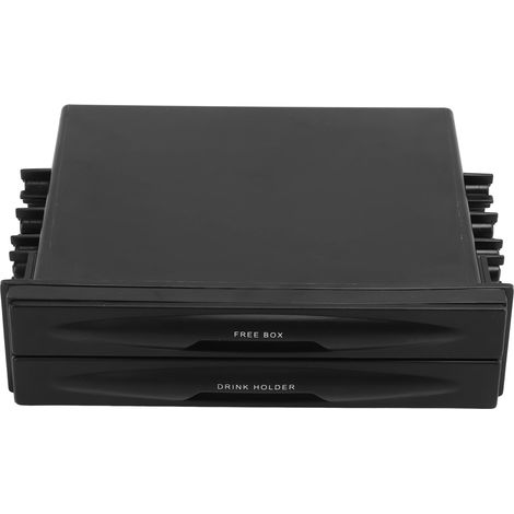 1-din-radiofach, 2-in-1-mehrzweck-autoradio-aufbewahrungsbox, Universeller 1-din-getränkehalter Aus Abs Mit 2 Ebenen, Schwarz