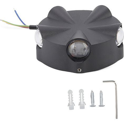 Runde Led-wandleuchte Aus Aluminium, Wasserdicht Für Den Außenbereich, Schwarz, 5 W, 5 Leds, Fünfseitig, Ac 85–265 V