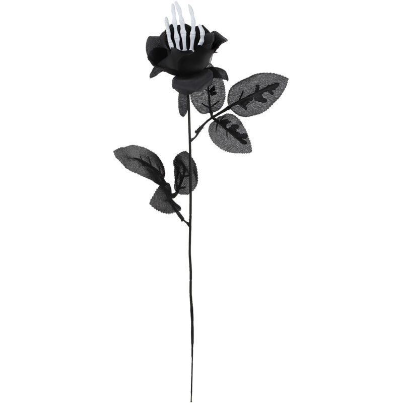 Halloween-handknochen-kunstblume, Einzigartige Künstliche Blume, Simulationsblume Schwarz, Künstliche Schwarze Seidenrosensträuße (z)