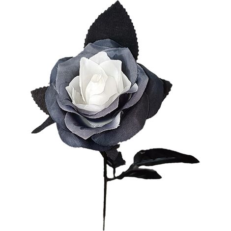 Künstliche Rosenimitation, Schwarz-weiß, Einzigartige, Realistische Blumenflora Für Zuhause, Garten, Partys Und Halloween-dekorationen (v)