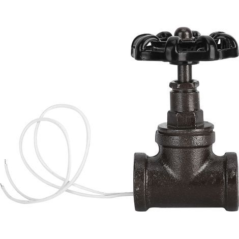 Vintage Steampunk Lampenventil (1/2 Zoll), Schwarzer Eisentisch, Weißer Drahtstopper