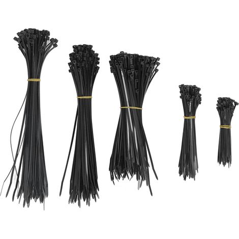 Sortiment Mit 550 Selbstsichernden Nylon-kabelbindern Mit Reißverschluss Für Den Innen- Und Außenbereich, Schwarz