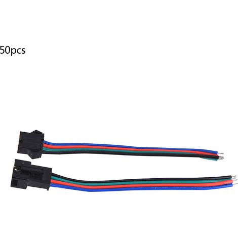 Stecker- Und Buchsenkabel, 50 Adernpaare, 4-poliger Verzinnter Kupferkern Für Led-lichtleisten, 10 Cm Länge