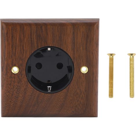 Wandsteckdose Aus Schwarzem Walnussholz, Retro-standard, Lichtschalter, 16-a-steckdosenleiste
