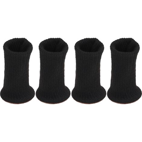Möbelbeinschoner, 4 Stück, Geräuschlos, Rutschfest, Strapazierfähig, Gestrickt, Stuhlbeinschoner, Schwarz