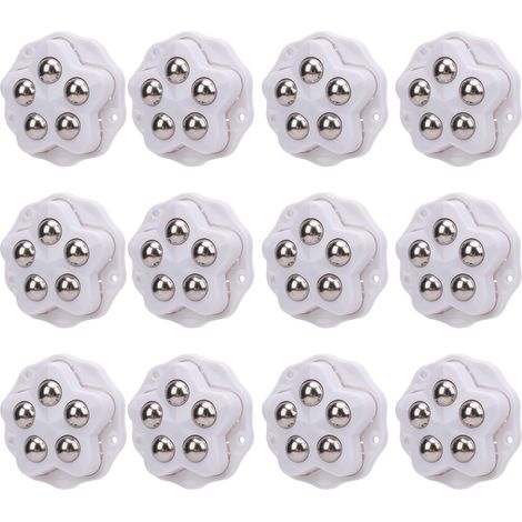 Set Mit 12 Selbstklebenden Rollen Mit Bremsbelägen, 360°-drehung, Robuste Möbelrollen Für Haushaltsgeräte, Regale, Nachttische, Pflanzgefäße, Weiß
