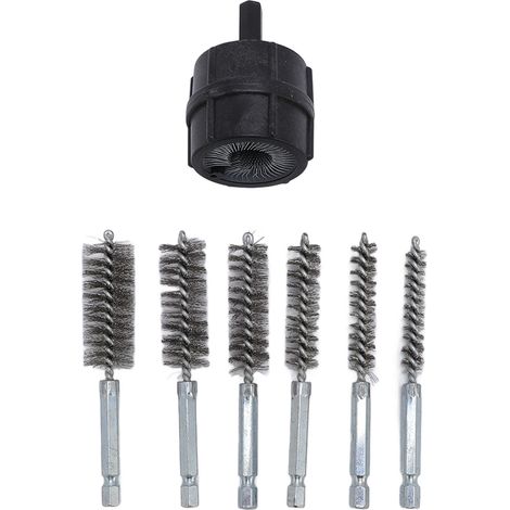Batteriepolbürste Mit 6 Teilen, 1/4-zoll-sechskantschaft-reinigungsset Für Kupferrohre Und -fittings, Schwarz