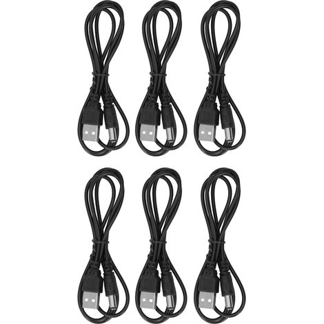 Usb 2.0a Stecker Auf 5,5x2,1 Mm Hohlstecker Ladekabel, 6er-pack, 5v Dc, Schwarz