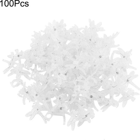 Packung Mit 100 Pflanzenclips, Libellenförmige Orchideenclips, Orchideenstützclips (transparent Weiß)