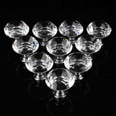 10-teiliges Set Aus 10 Kristallglas-schrankknöpfen, Schubladengriffen, Kommodenknöpfen Und Schrankgriffen