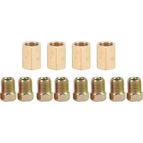 12-teiliges Bremsleitungs-anschlussset, 3/8 Zoll, 24 Gewindegänge, 4 Verschraubungen, 8 Muttern, Messing, Universell Für 3/16-zoll-rohre