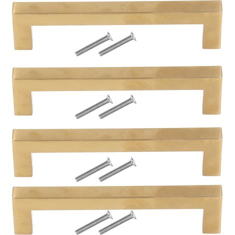 Sets Goldfarbene Edelstahl-türgriffe Für Schränke, Kleiderschränke, Küchenschränke (ersatzgriffe), 12 X 12 X 160 Mm