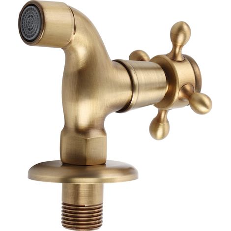 Vintage Europäische G1/2" Wandarmatur Aus Massivem Messing, Ein Kaltwasserschlauch Für Küchenspüle Oder Schwimmbad.